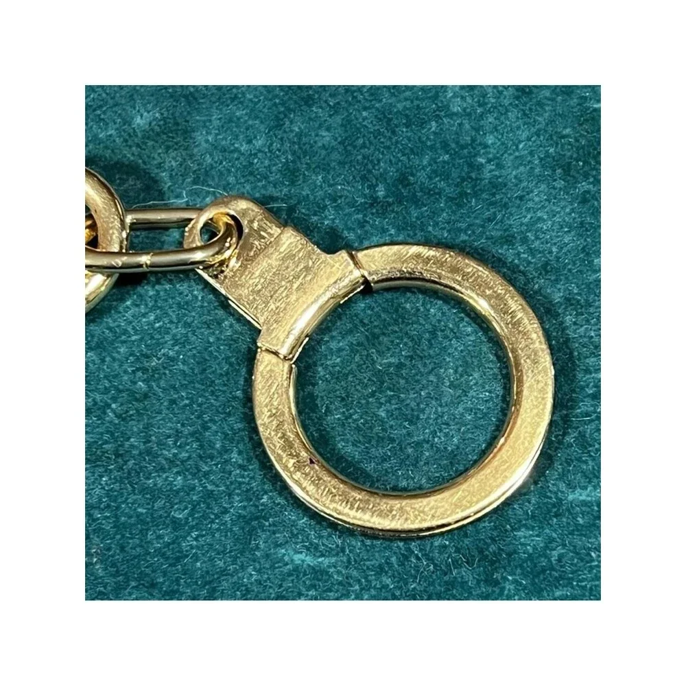 Louis Vuitton gold Bag Charm Keychain Made in Italy Carabiner Ring Slide EC